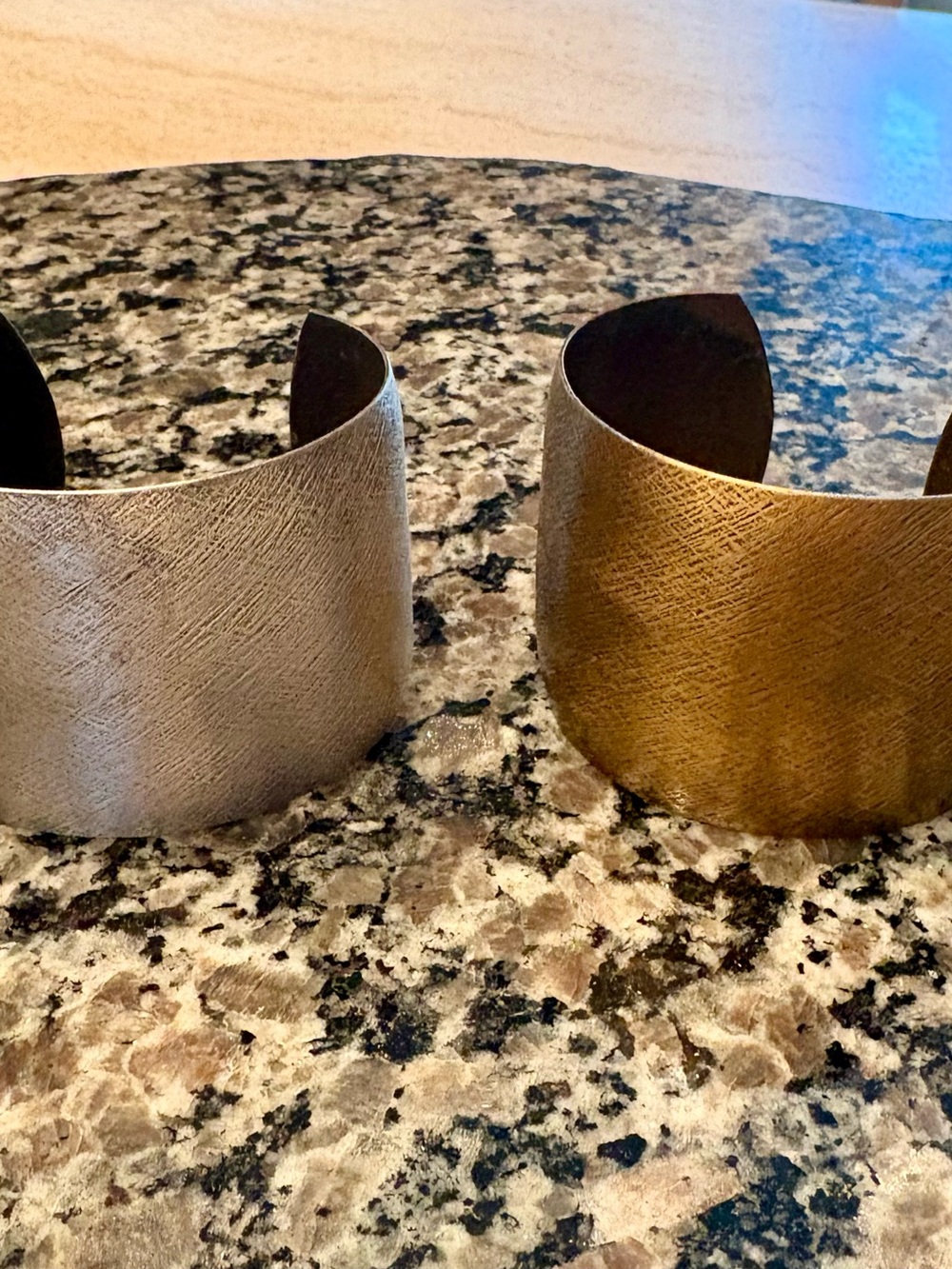 Jewel Kade Gold and Silver Textured Cuff Bracelets
